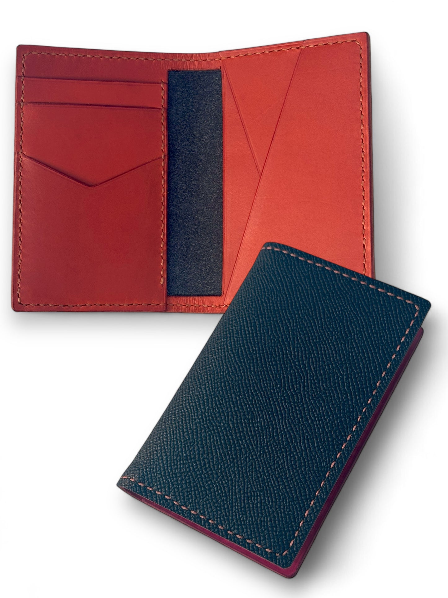 Pocket Organizer (LV Style) - Black Epsom Leather / Orange Buttero Interior